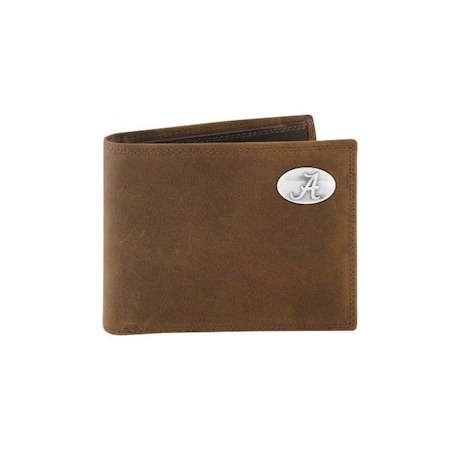Zep Zep-Pro UAL-IWT1-CRZH-LBR Alabama Crimson Tide Concho Emblem Crazyhorse Leather Bi-Fold Passcase Wallet UAL-IWT1-CRZH-LBR
